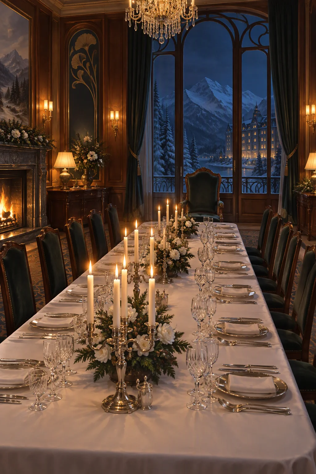 The long dining room