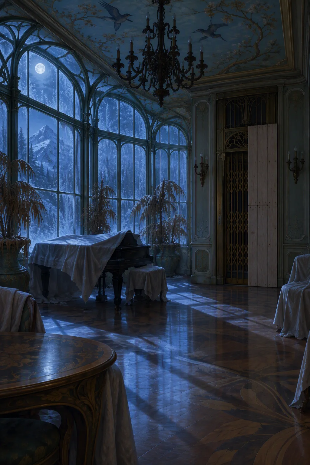 The west wing (sealed ballroom and winter garden)